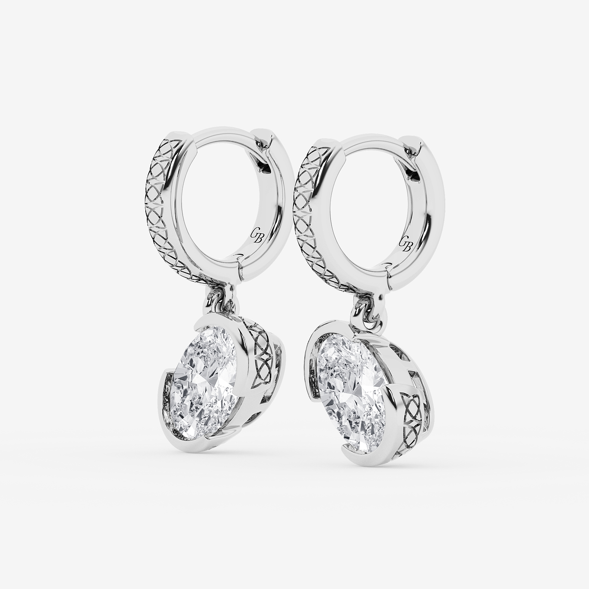Additional Image 1 for  2 ctw Oval Lab Grown Diamond Huggie Hoop Earrings