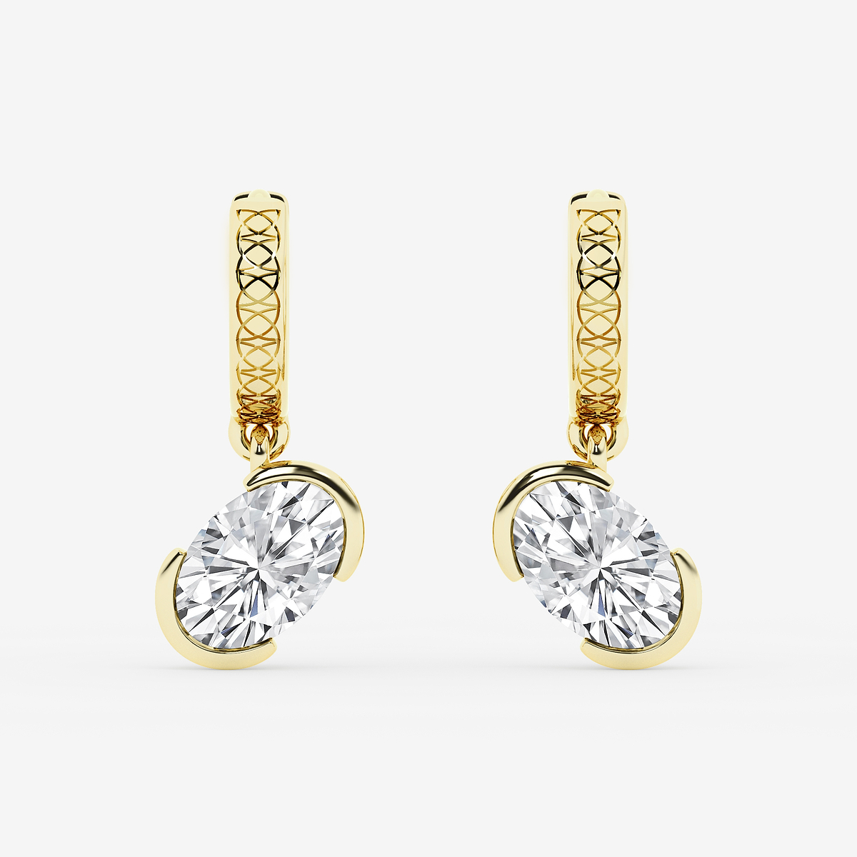 2 ctw Oval Lab Grown Diamond Huggie Hoop Earrings