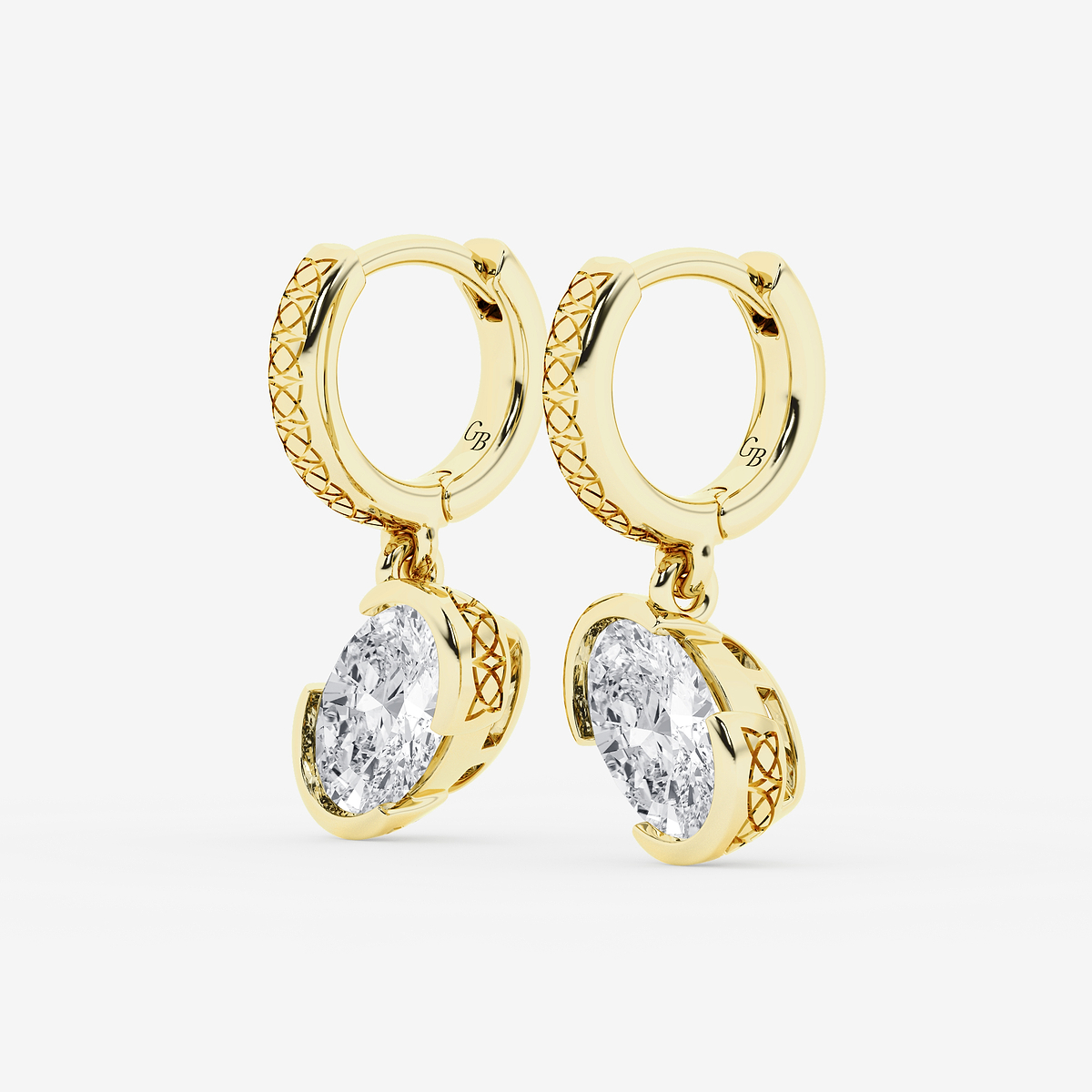Additional Image 1 for  2 ctw Oval Lab Grown Diamond Huggie Hoop Earrings