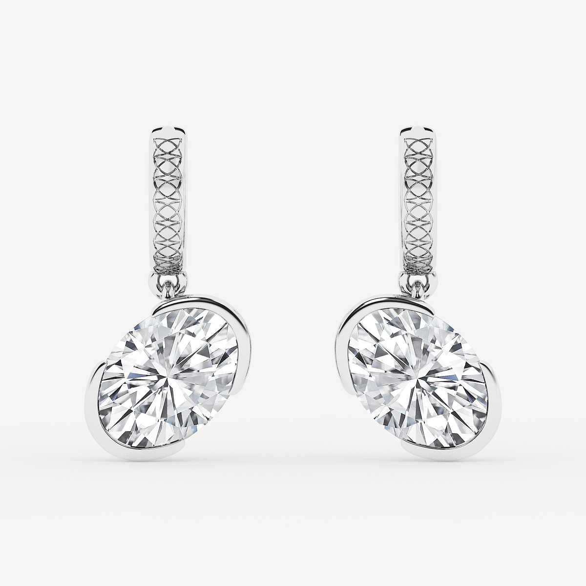4 ctw Oval Lab Grown Diamond Huggie Hoop Earrings