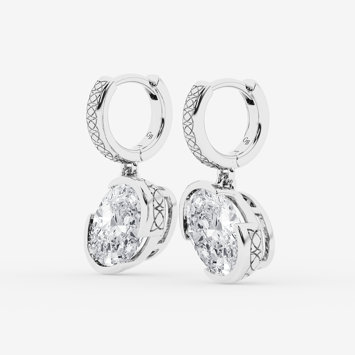 Additional Image 1 for  4 ctw Oval Lab Grown Diamond Huggie Hoop Earrings