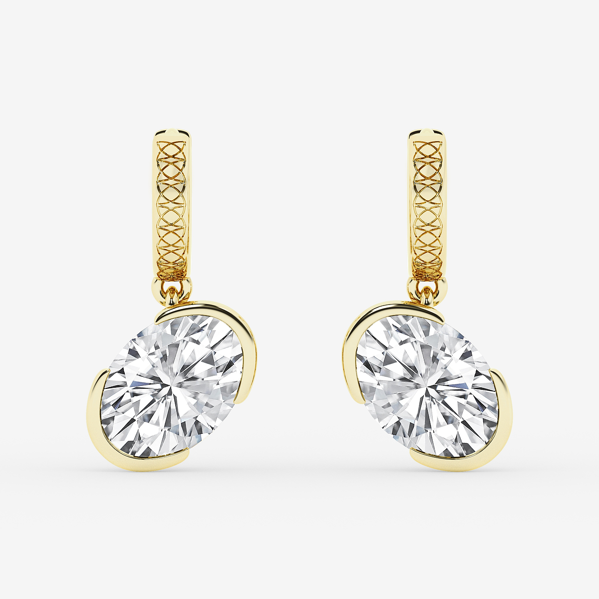 4 ctw Oval Lab Grown Diamond Huggie Hoop Earrings