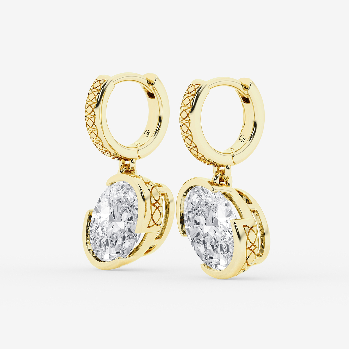 Additional Image 1 for  4 ctw Oval Lab Grown Diamond Huggie Hoop Earrings