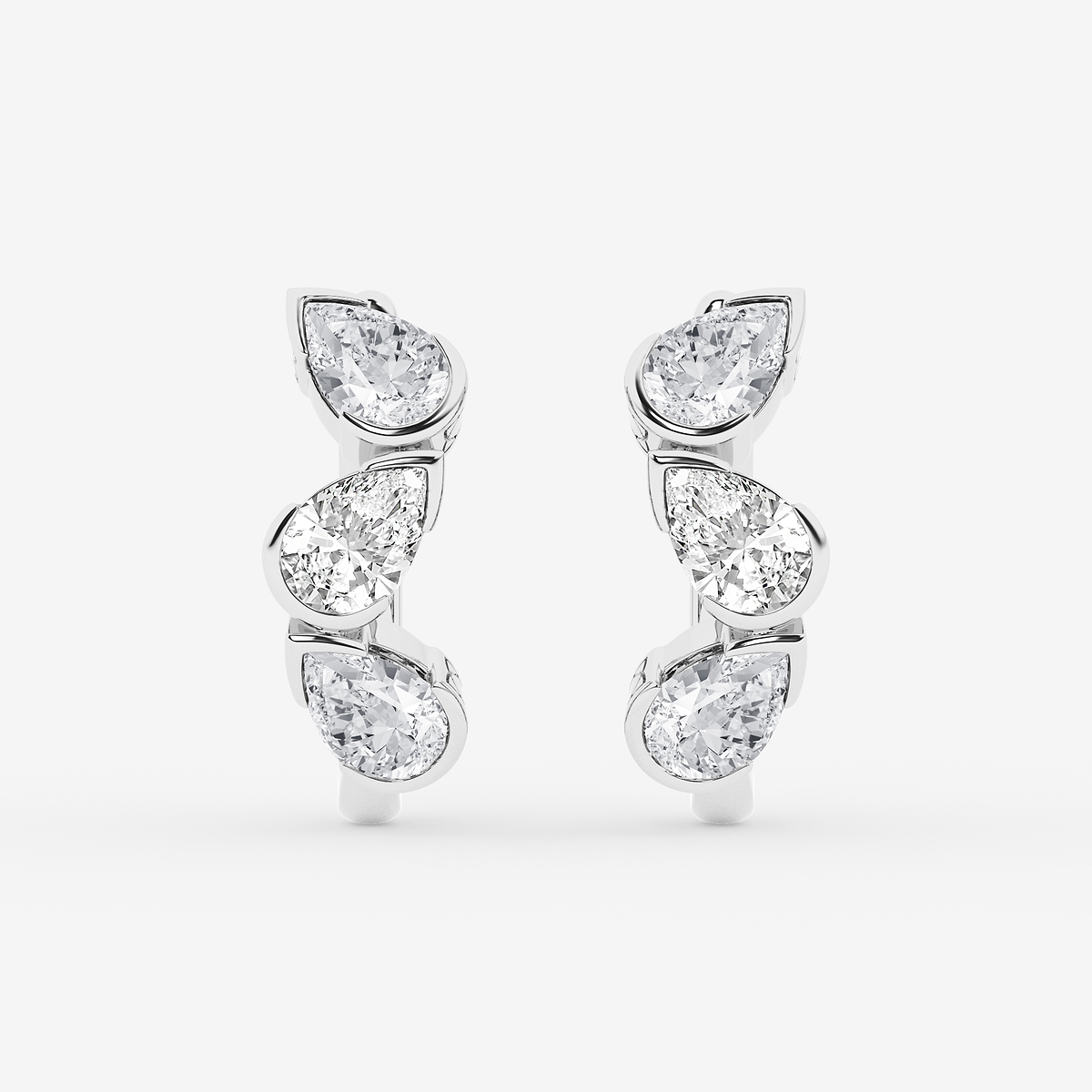 2 ctw Pear Lab Grown Diamond Three Stone Hoop Earrings