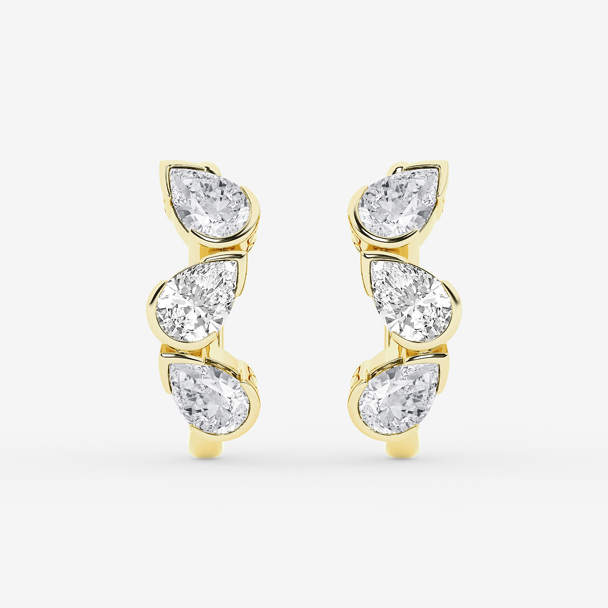 2 ctw Pear Lab Grown Diamond Three Stone Hoop Earrings