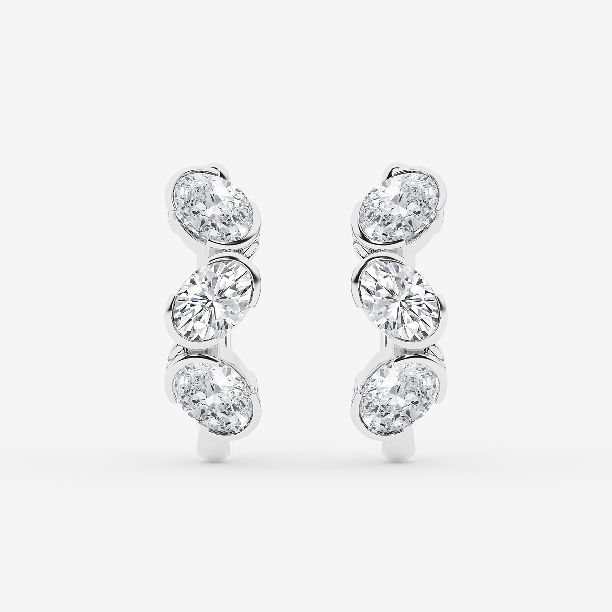2 ctw Oval Lab Grown Diamond Three stone Hoop Earrings