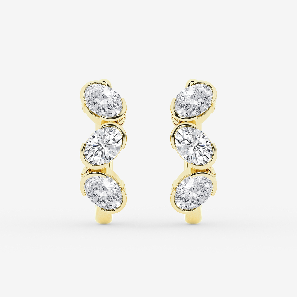 2 ctw Oval Lab Grown Diamond Three stone Hoop Earrings