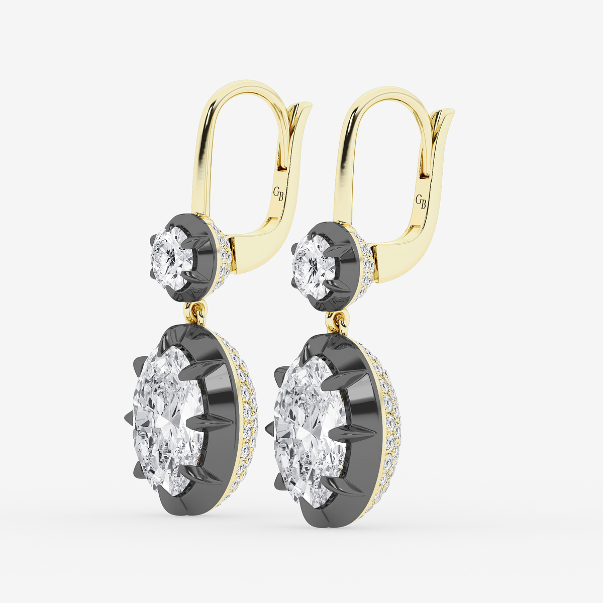 Additional Image 1 for  5 3/4 ctw Oval Lab Grown Diamond Georgian Prong Setting Drop Earrings With Black Rhodium