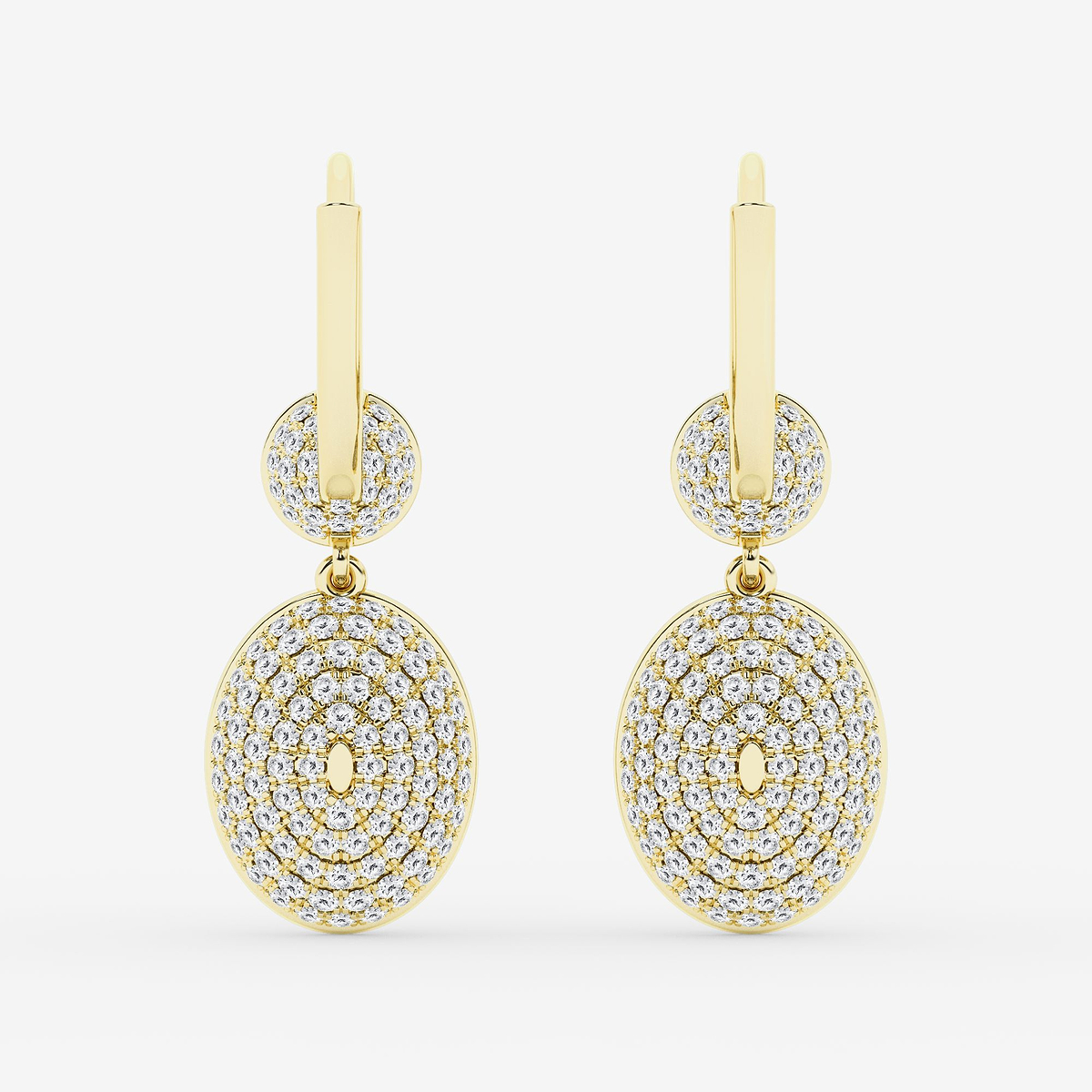Additional Image 2 for  5 3/4 ctw Oval Lab Grown Diamond Georgian Prong Setting Drop Earrings With Black Rhodium