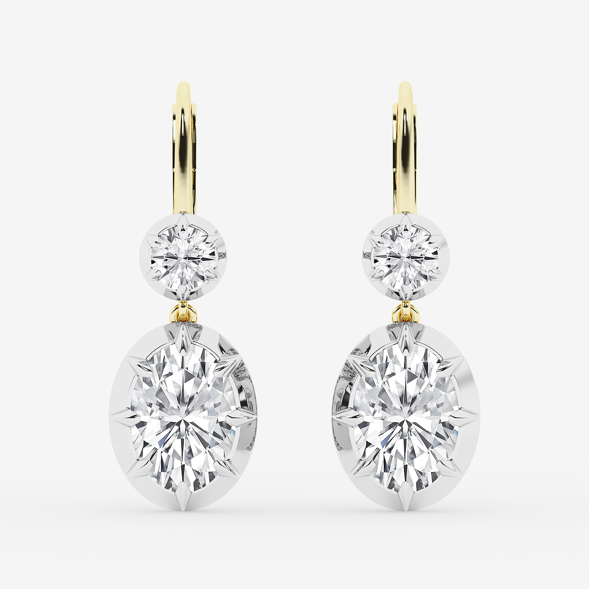 5 3/4 ctw Oval Lab Grown Diamond Georgian Prong Setting Drop Earrings