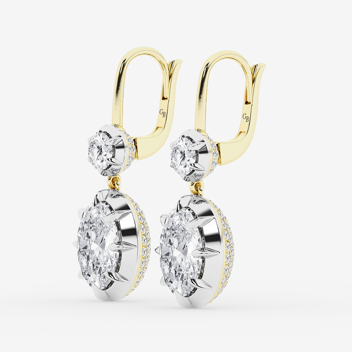Additional Image 1 for  5 3/4 ctw Oval Lab Grown Diamond Georgian Prong Setting Drop Earrings