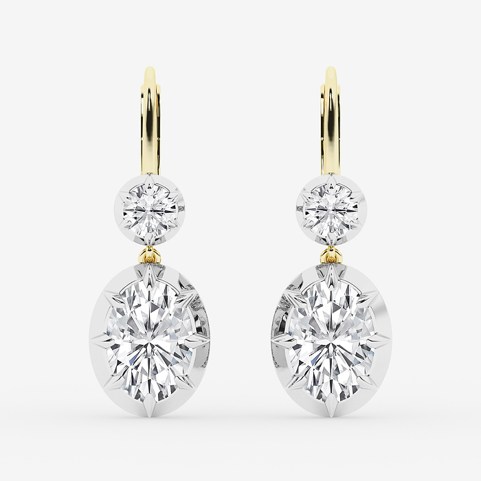 Henrietta - 5 3/4 ctw Oval Lab Grown Diamond Georgian Prong Setting Drop Earrings