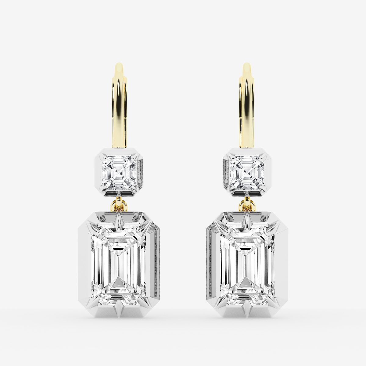 5 3/4 ctw Emerald Lab Grown Diamond Georgian Prong Setting Drop Earrings