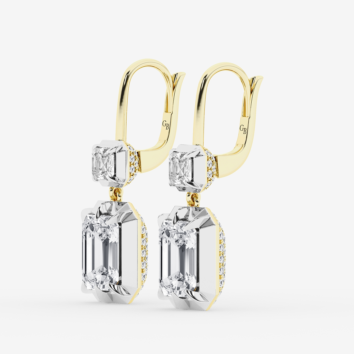 Additional Image 1 for  5 3/4 ctw Emerald Lab Grown Diamond Georgian Prong Setting Drop Earrings