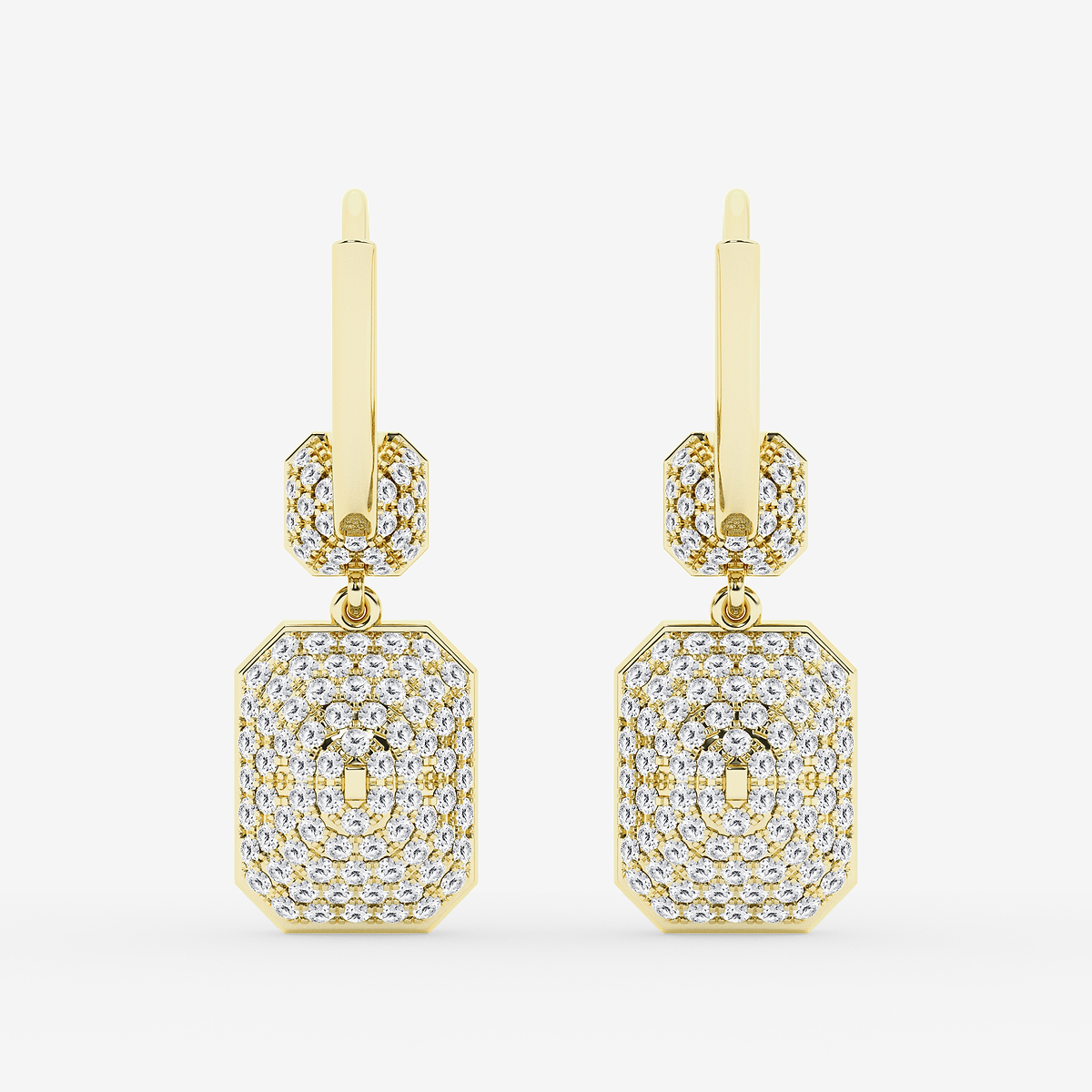 Additional Image 2 for  5 3/4 ctw Emerald Lab Grown Diamond Georgian Prong Setting Drop Earrings