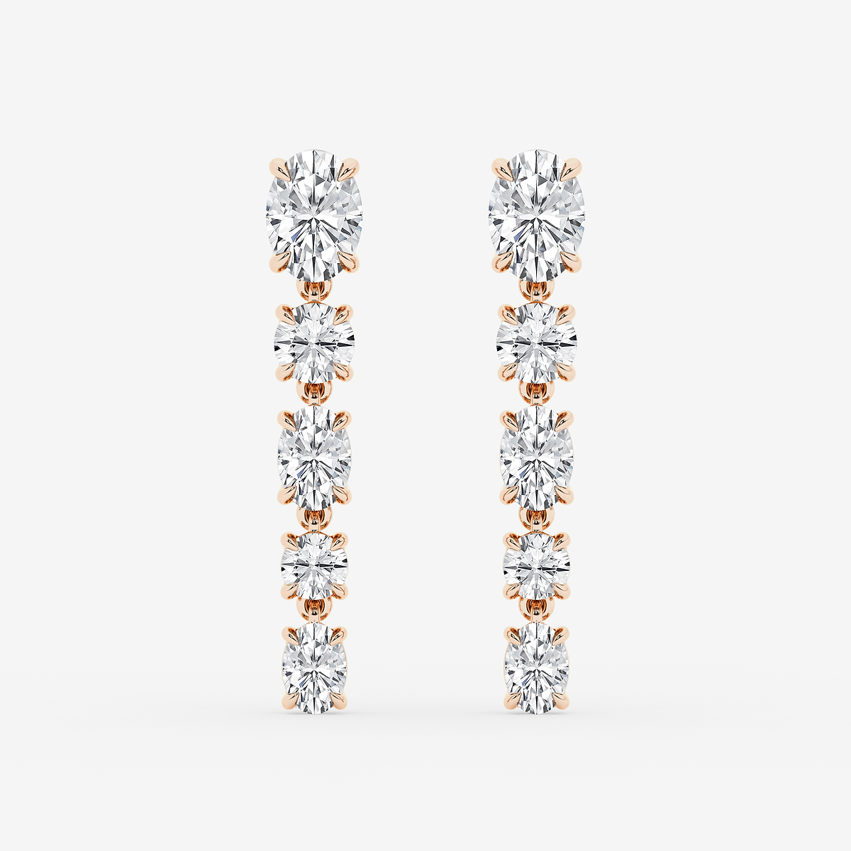 2 ctw Oval and Round Lab Grown Diamond Drop Earrings