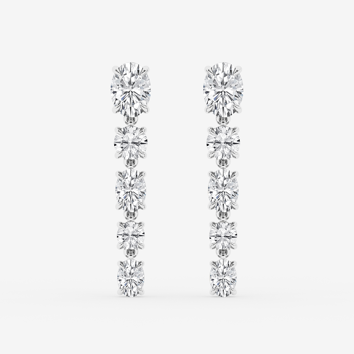 2 ctw Oval and Round Lab Grown Diamond Drop Earrings