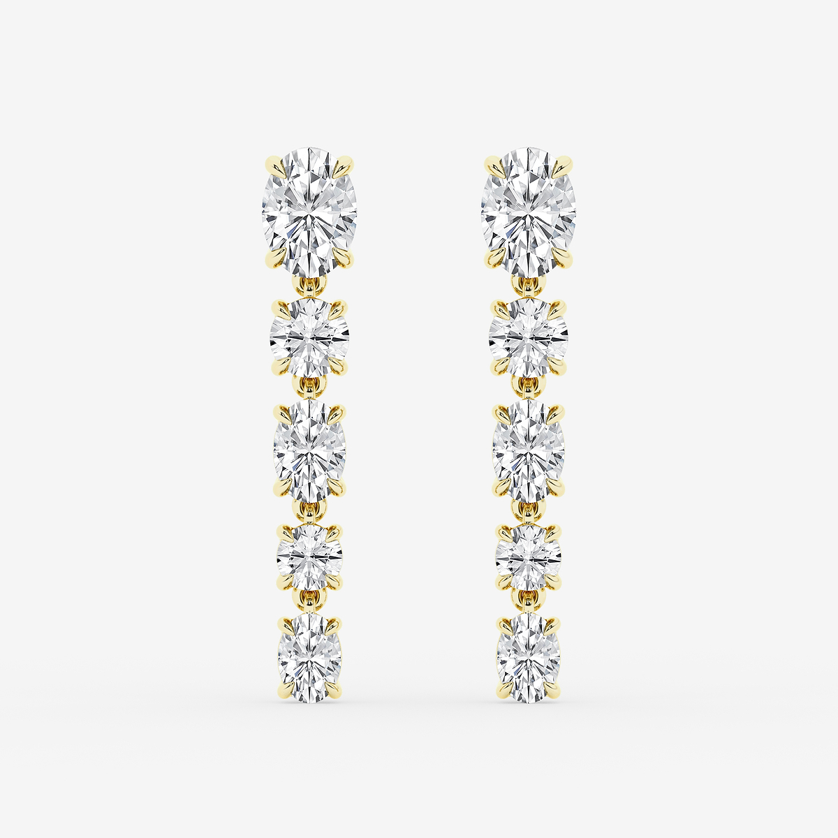 2 ctw Oval and Round Lab Grown Diamond Drop Earrings