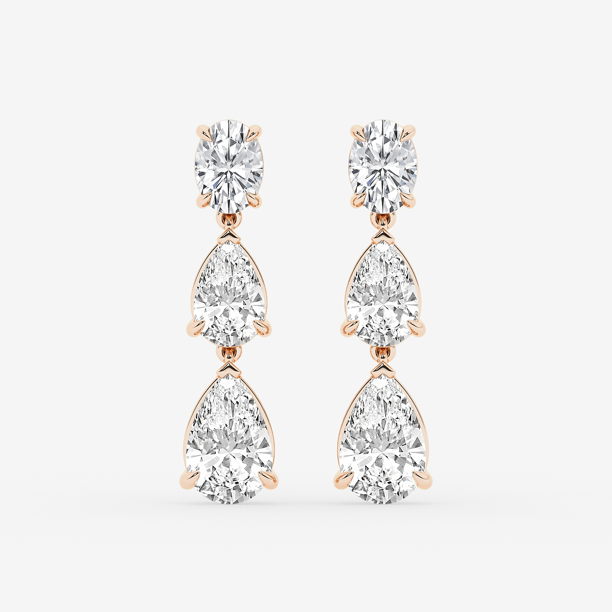 4 ctw Pear and Oval Lab Grown Diamond Drop Earrings