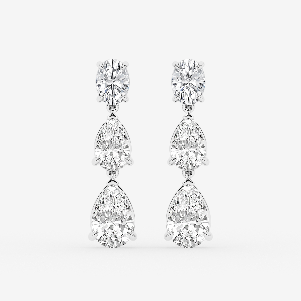 4 ctw Pear and Oval Lab Grown Diamond Drop Earrings