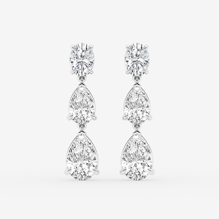 Sheryl - 4 ctw Pear and Oval Lab Grown Diamond Drop Earrings