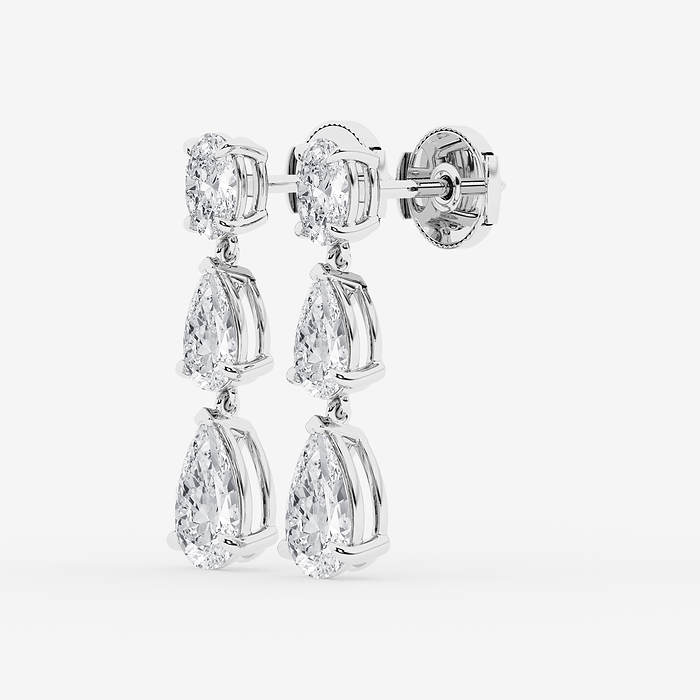 Sheryl - 4 ctw Pear and Oval Lab Grown Diamond Drop Earrings