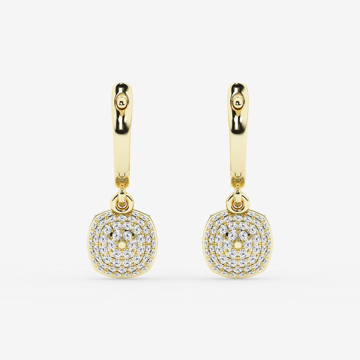 Additional Image 2 for  2 3/8 ctw Cushion Lab Grown Diamond Georgian Prong Setting Huggie Drop Earrings With Black Rhodium
