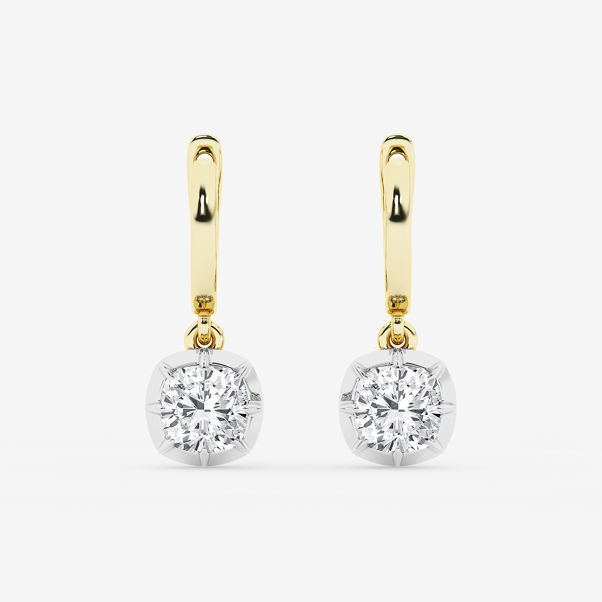 2 3/8 ctw Cushion Lab Grown Diamond Georgian Prong Setting Huggie Drop Earrings