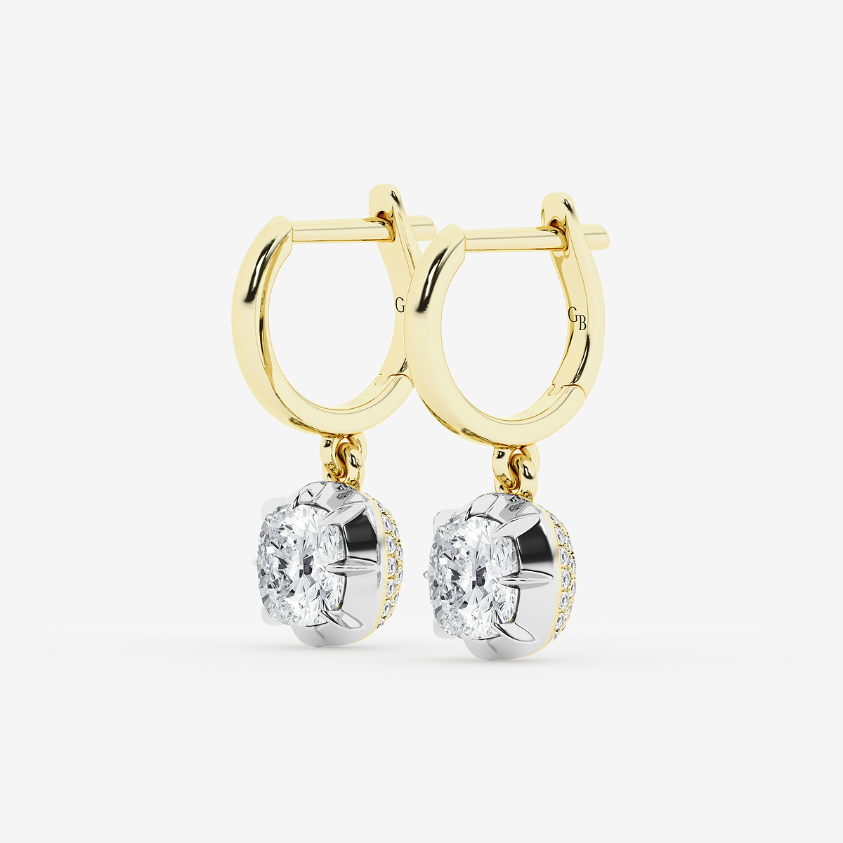 Additional Image 1 for  2 3/8 ctw Cushion Lab Grown Diamond Georgian Prong Setting Huggie Drop Earrings