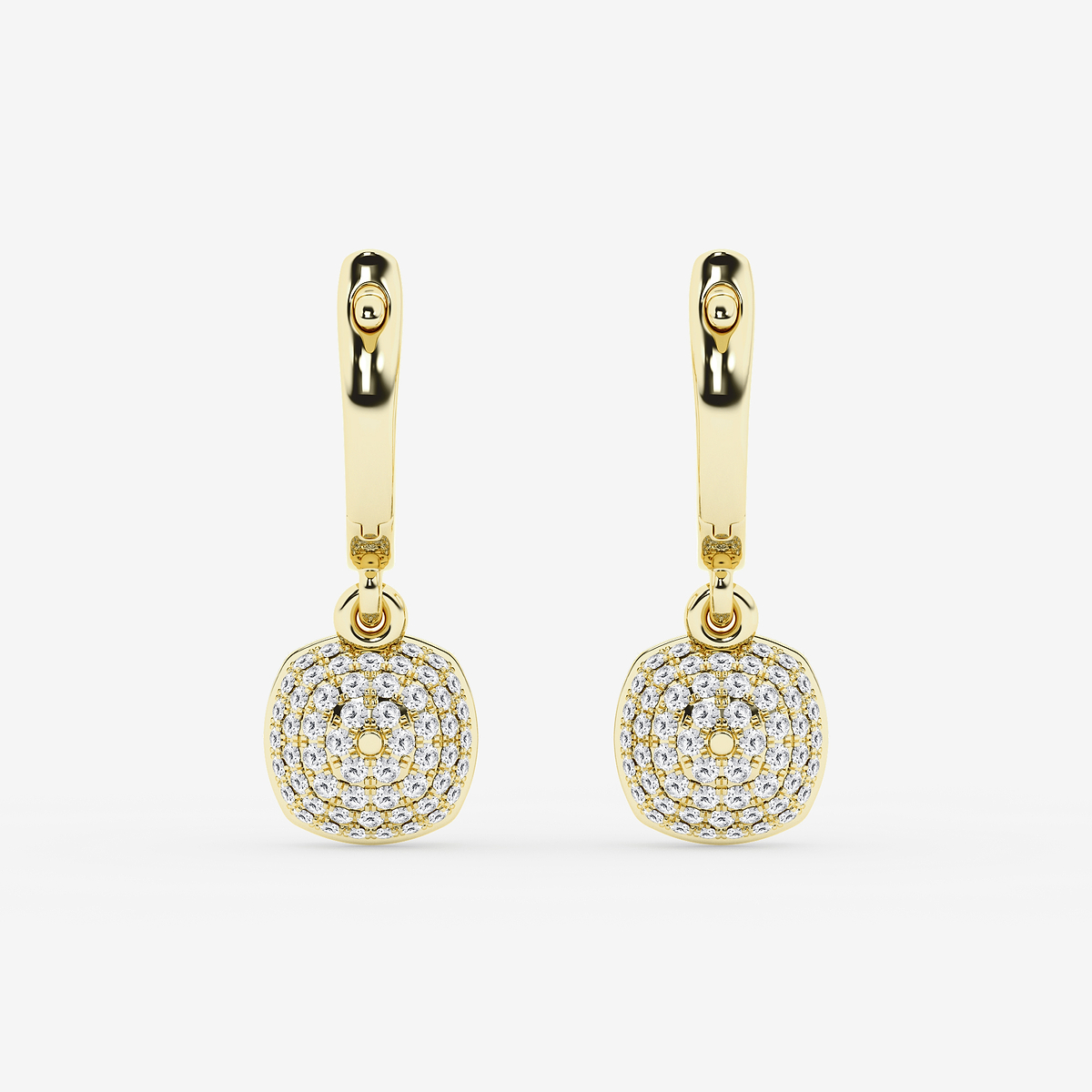 Additional Image 2 for  2 3/8 ctw Cushion Lab Grown Diamond Georgian Prong Setting Huggie Drop Earrings