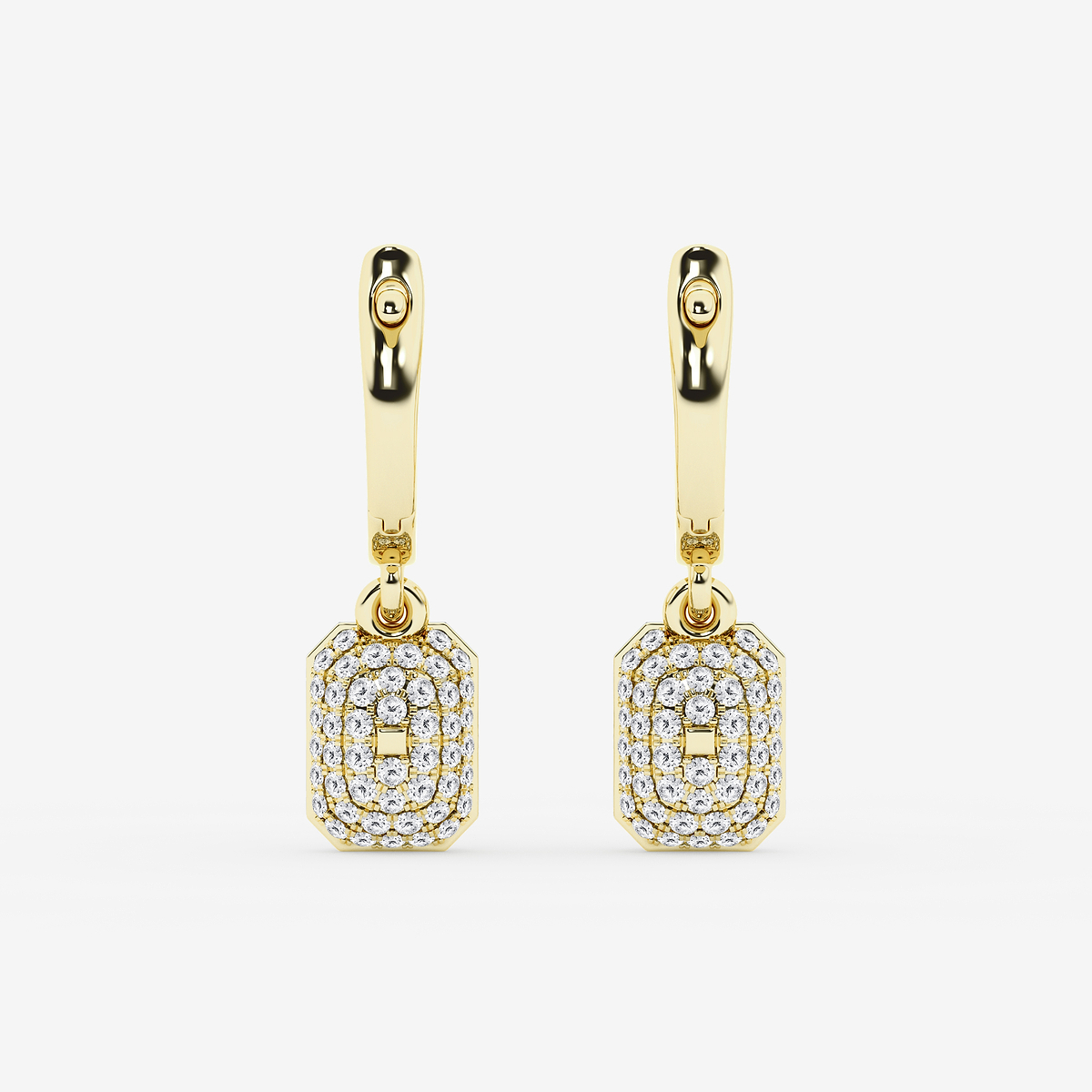 Additional Image 2 for  2 3/8 ctw Emerald Lab Grown Diamond Georgian Prong Setting Huggie Drop Earrings With Black Rhodium