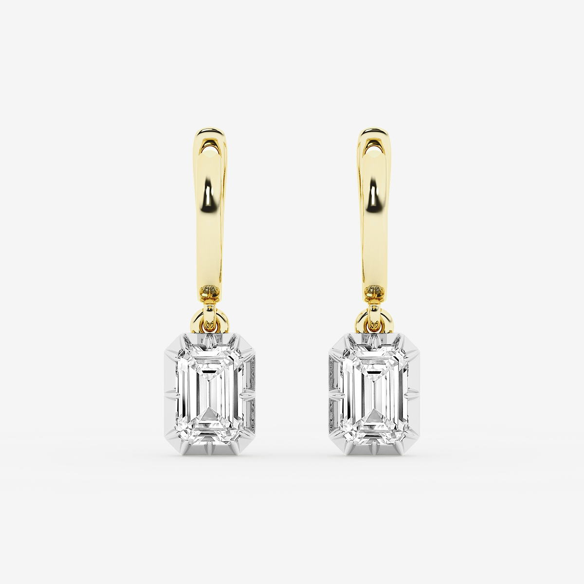 2 3/8 ctw Emerald Lab Grown Diamond Georgian Prong Setting Huggie Drop Earrings