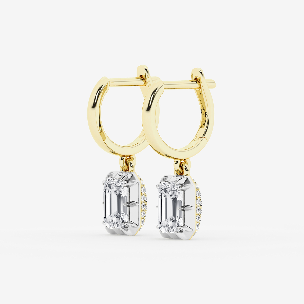 Additional Image 1 for  2 3/8 ctw Emerald Lab Grown Diamond Georgian Prong Setting Huggie Drop Earrings