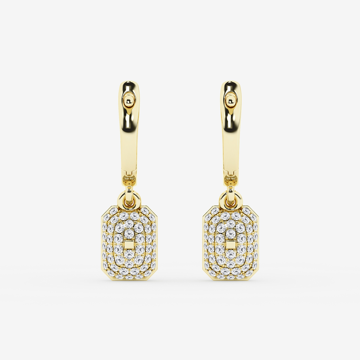 Additional Image 2 for  2 3/8 ctw Emerald Lab Grown Diamond Georgian Prong Setting Huggie Drop Earrings