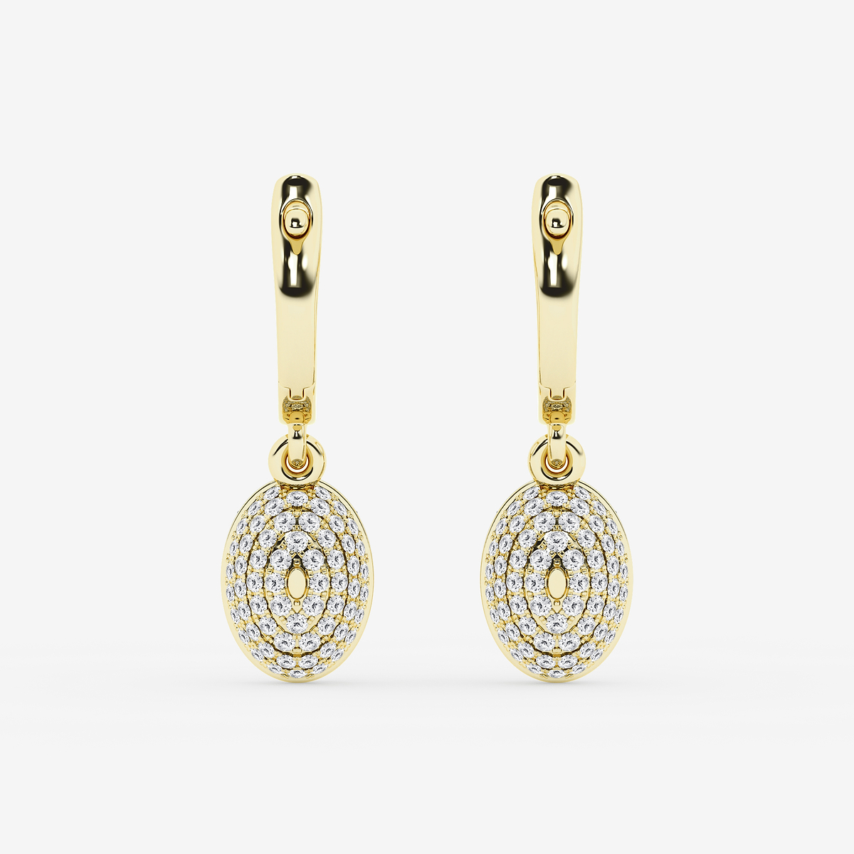 Additional Image 2 for  2 3/8 ctw Oval Lab Grown Diamond Georgian Prong Setting Huggie Drop Earrings With Black Rhodium