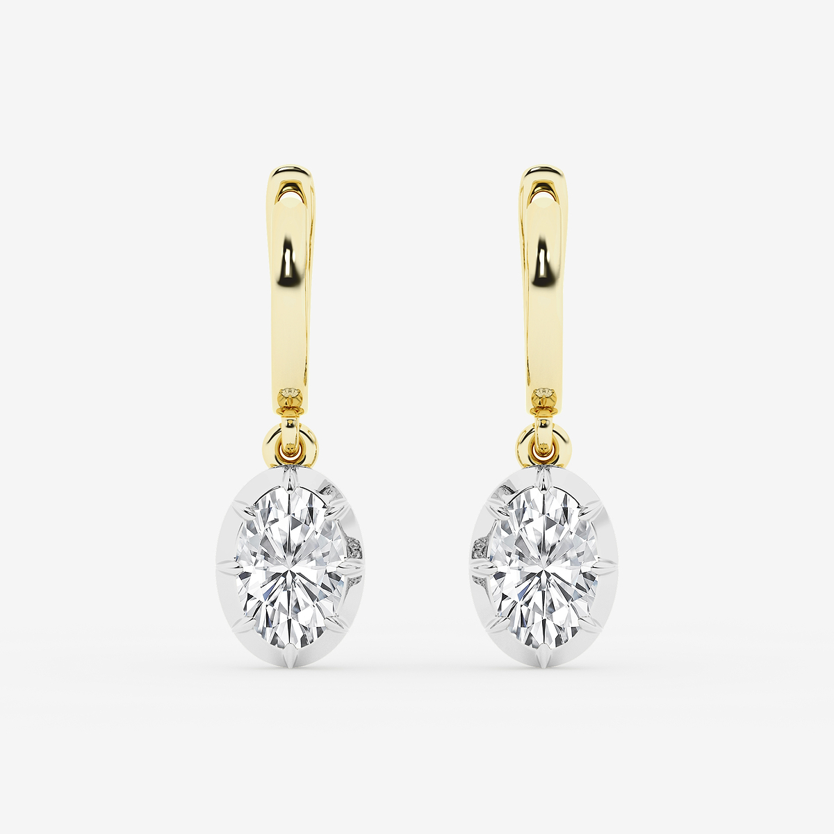 2 3/8 ctw Oval Lab Grown Diamond Georgian Prong Setting Huggie Drop Earrings