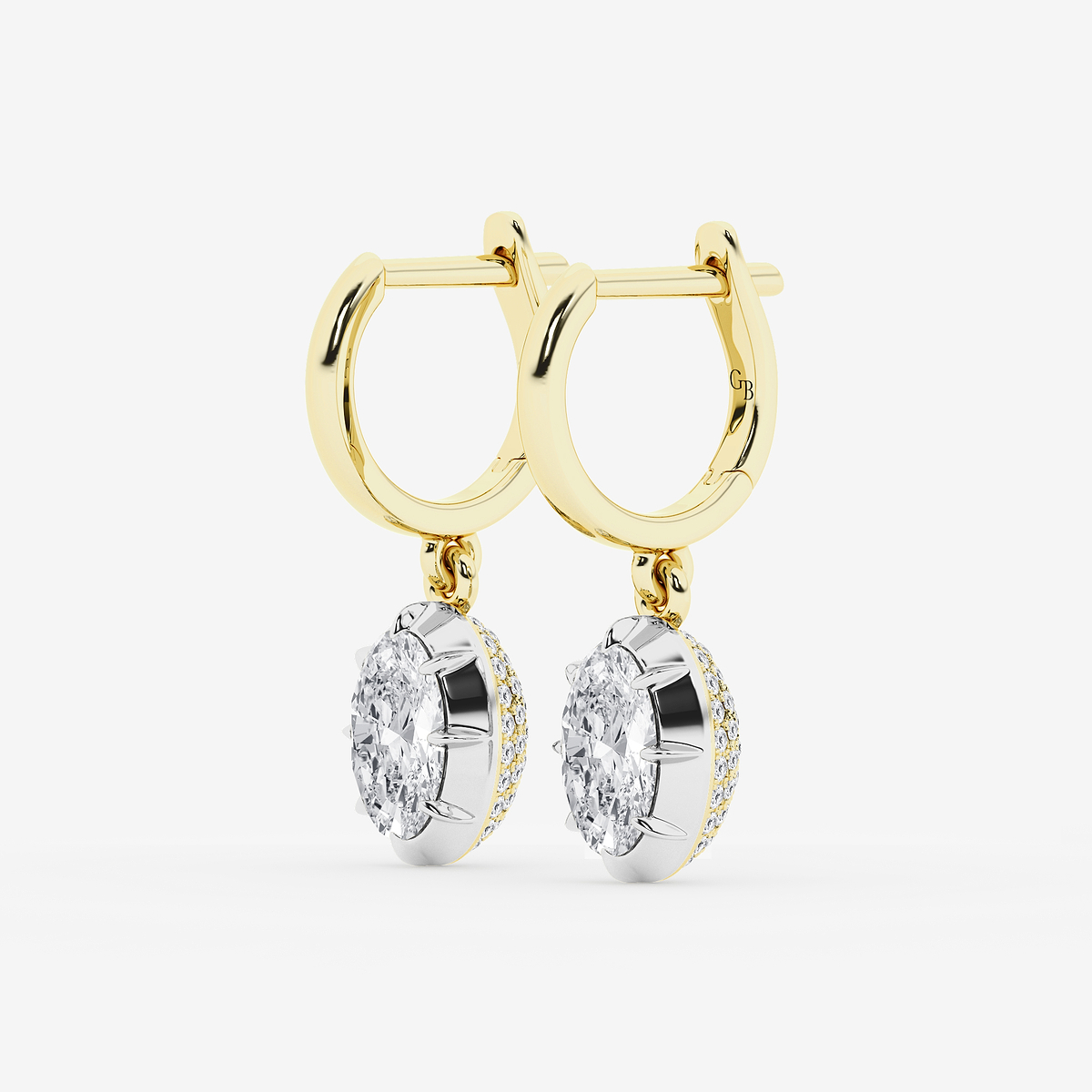 Additional Image 1 for  2 3/8 ctw Oval Lab Grown Diamond Georgian Prong Setting Huggie Drop Earrings