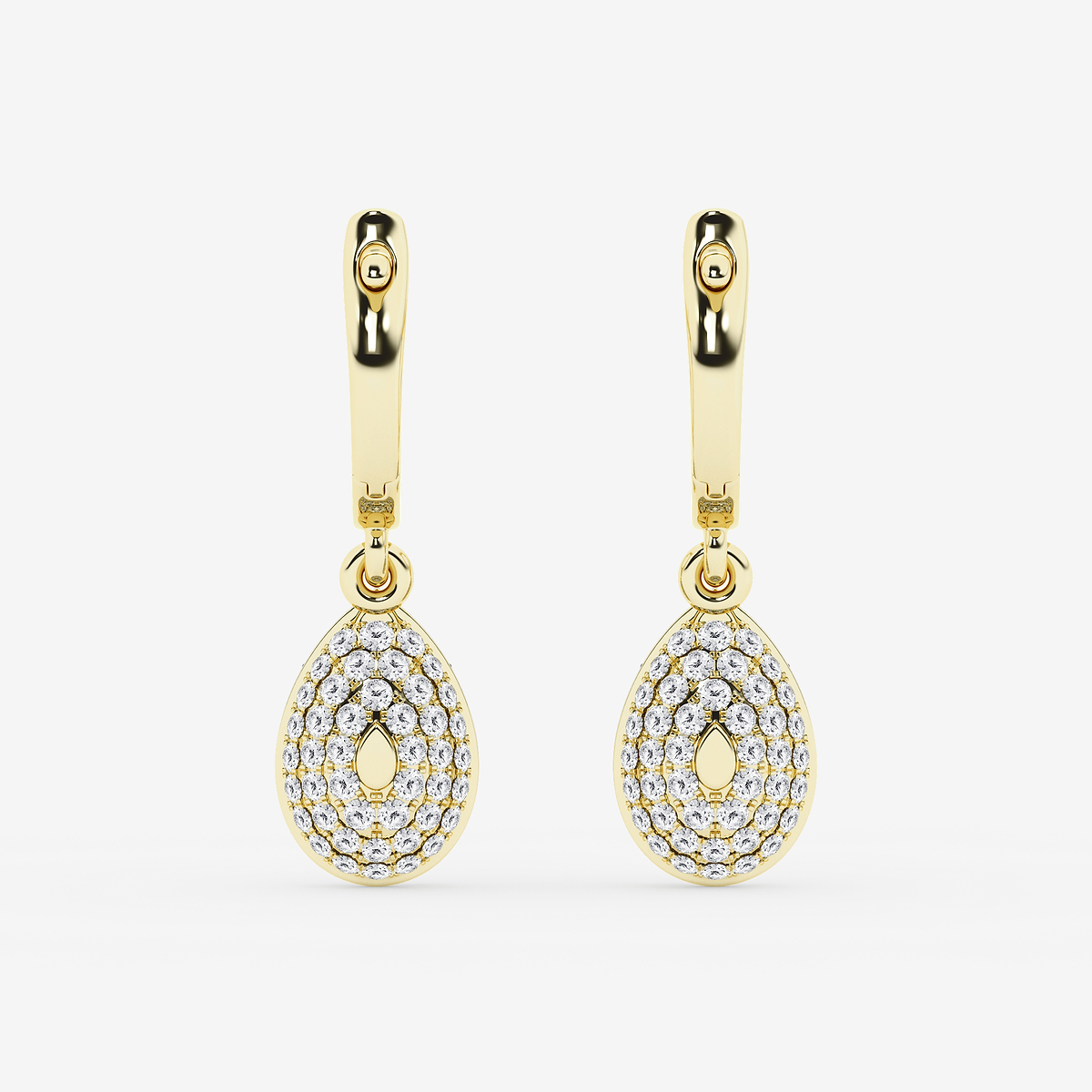 Additional Image 2 for  2 3/8 ctw Pear Lab Grown Diamond Georgian Prong Setting Huggie Drop Earrings With Black Rhodium