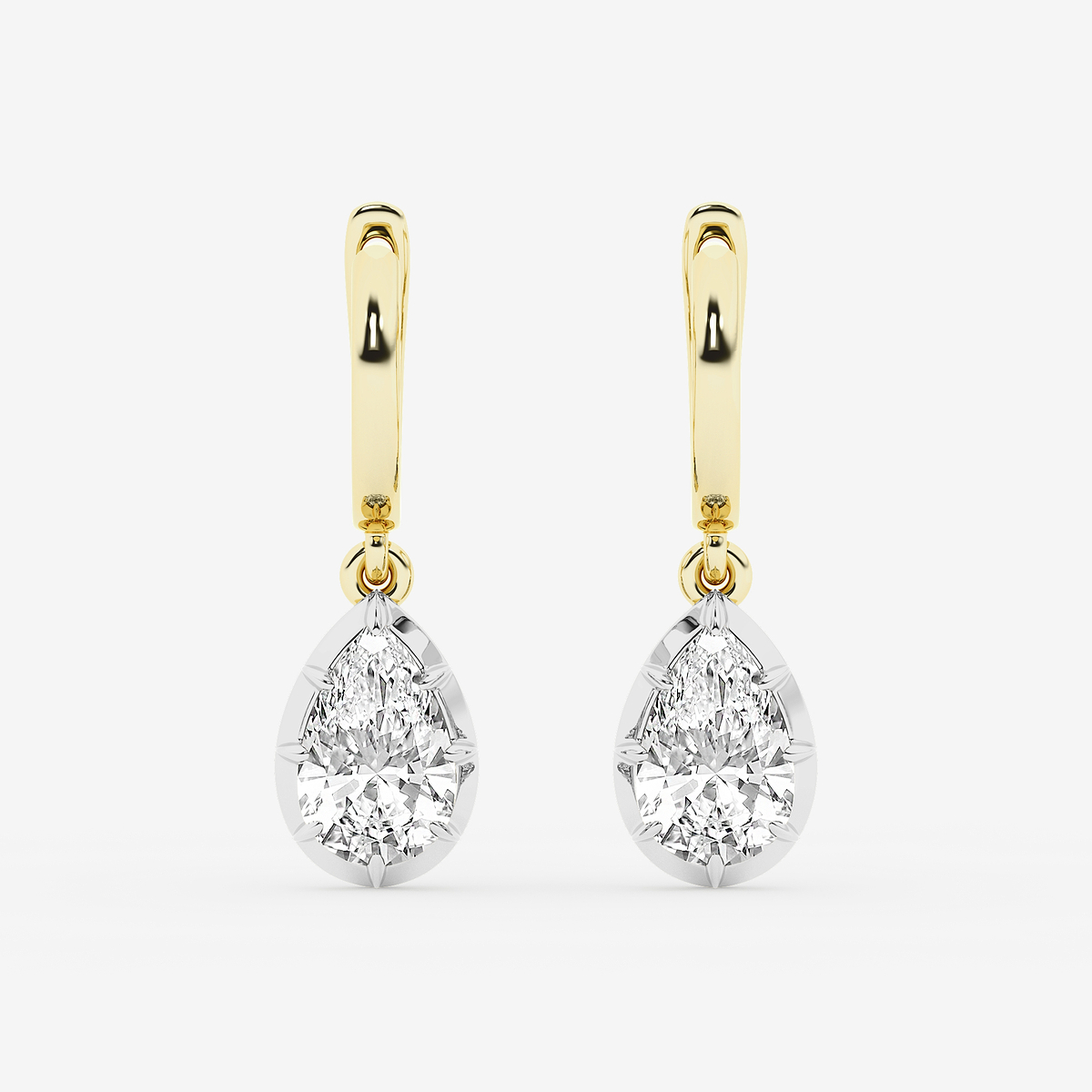2 3/8 ctw Pear Lab Grown Diamond Georgian Prong Setting Huggie Drop Earrings