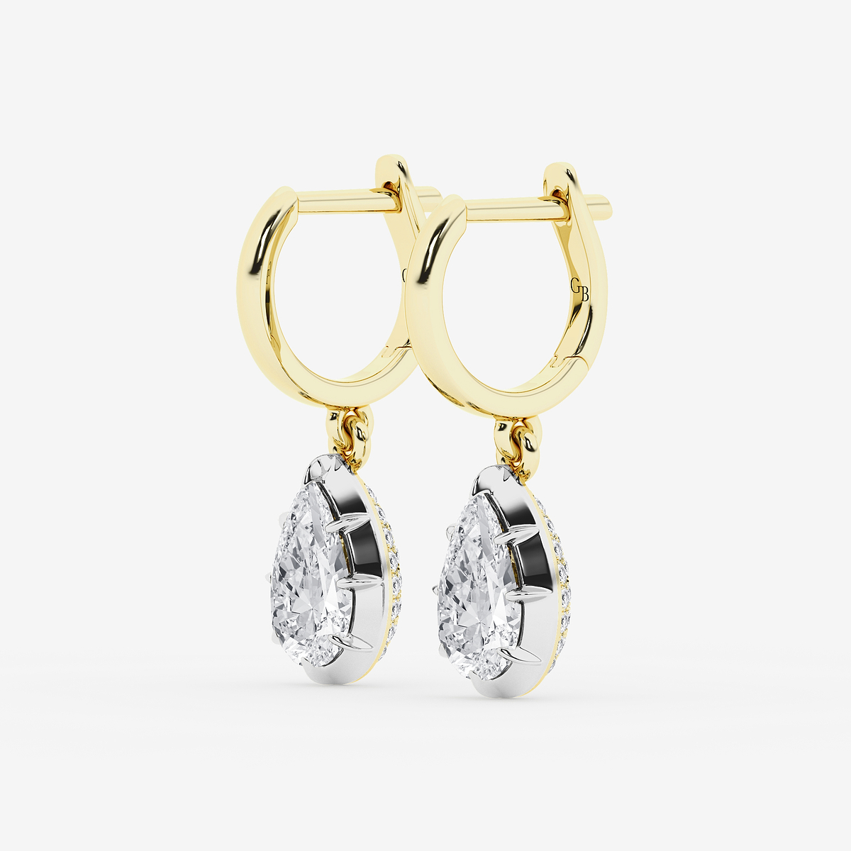 Additional Image 1 for  2 3/8 ctw Pear Lab Grown Diamond Georgian Prong Setting Huggie Drop Earrings