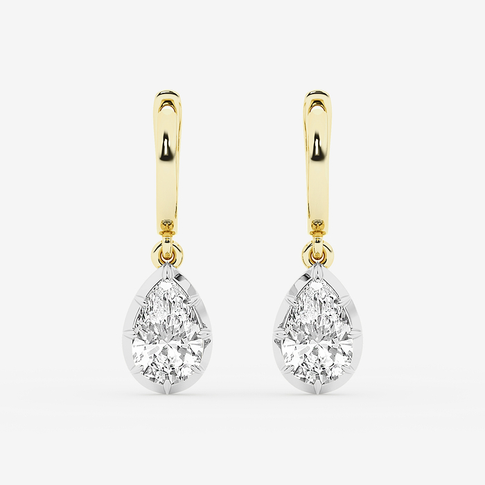 Arabella - 2 3/8 ctw Pear Lab Grown Diamond Georgian Prong Setting Huggie Drop Earrings