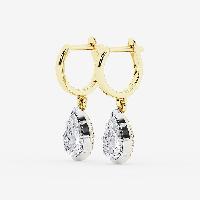 Arabella - 2 3/8 ctw Pear Lab Grown Diamond Georgian Prong Setting Huggie Drop Earrings