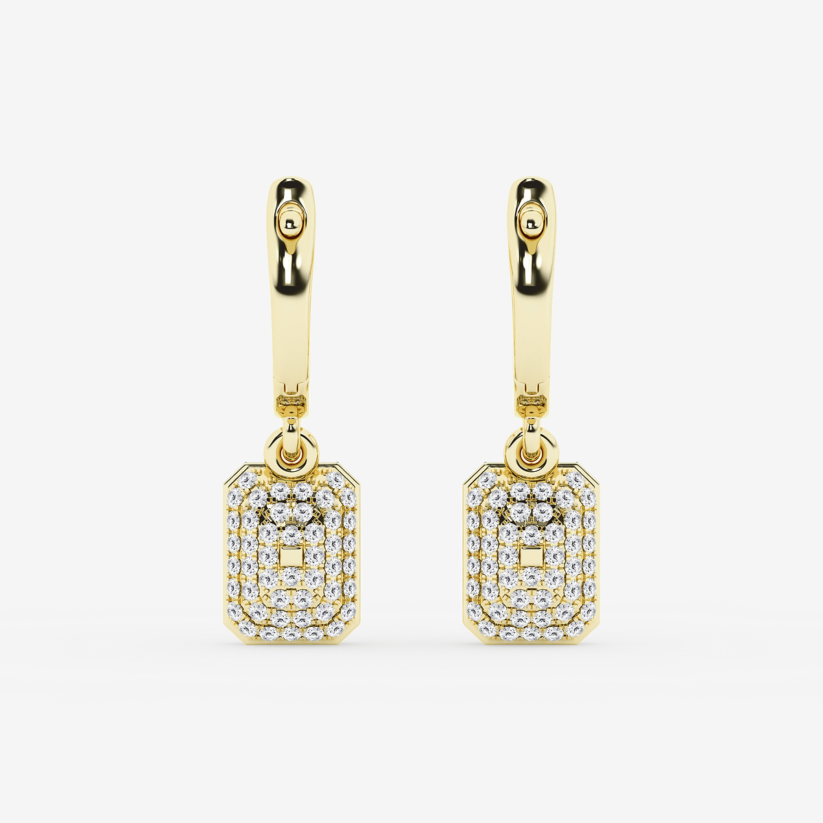 Additional Image 2 for  2 3/8 ctw Radiant Lab Grown Diamond Georgian Prong Setting Huggie Drop Earrings With Black Rhodium