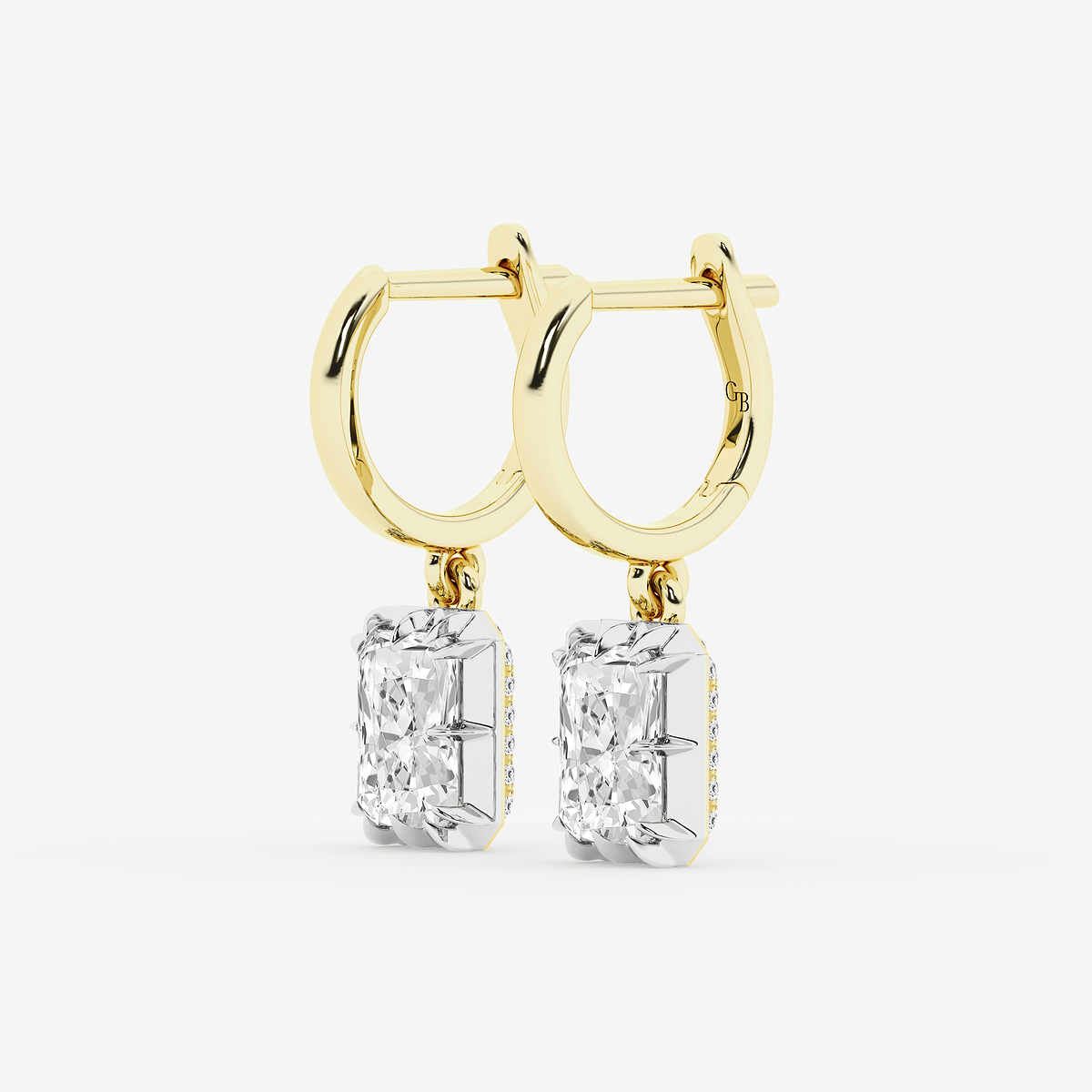 Additional Image 1 for  2 3/8 ctw Radiant Lab Grown Diamond Georgian Prong Setting Huggie Drop Earrings