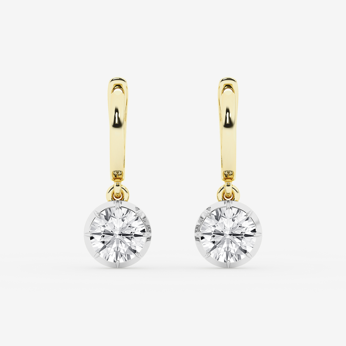 2 3/8 ctw Round Lab Grown Diamond Georgian Prong Setting Huggie Drop Earrings