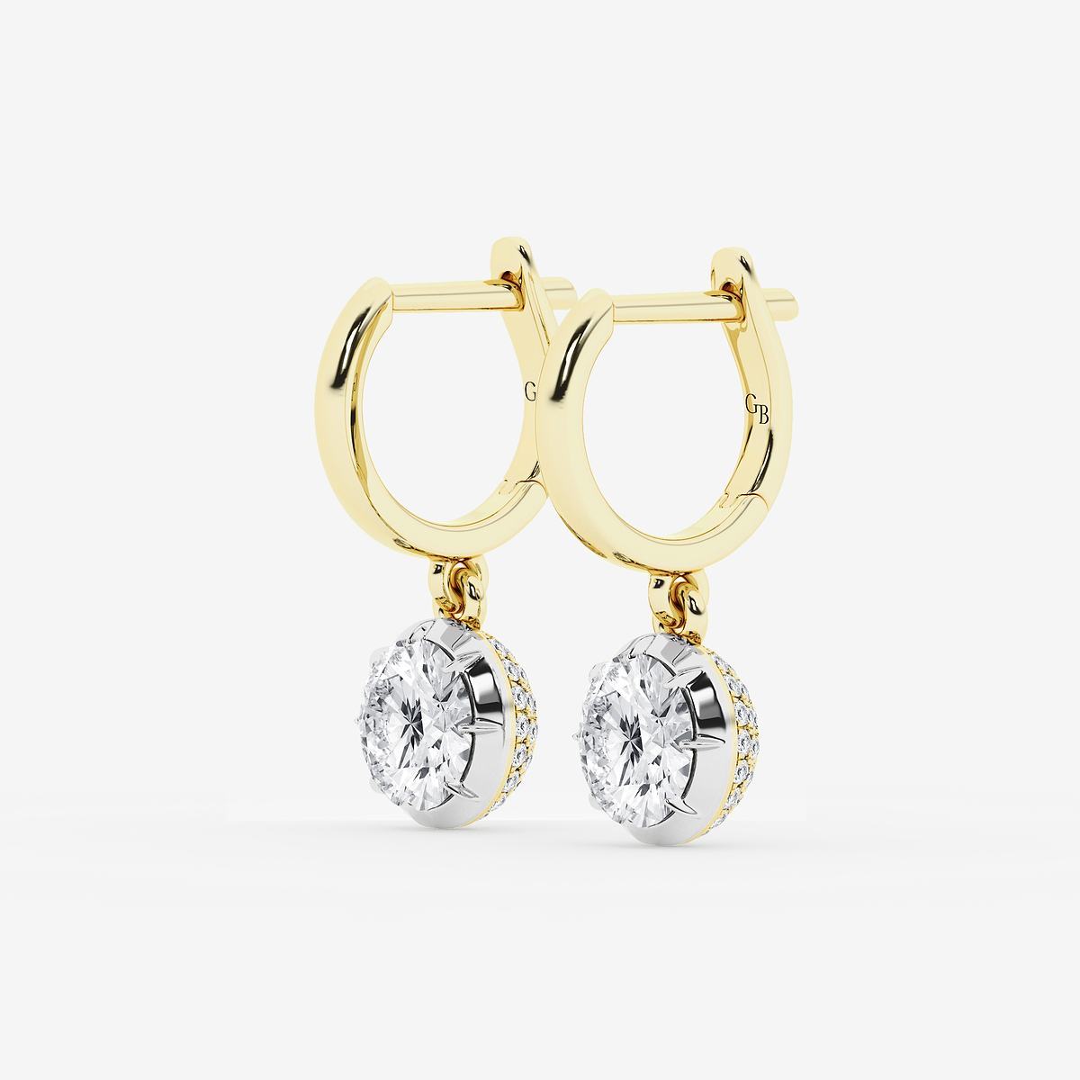 Additional Image 1 for  2 3/8 ctw Round Lab Grown Diamond Georgian Prong Setting Huggie Drop Earrings
