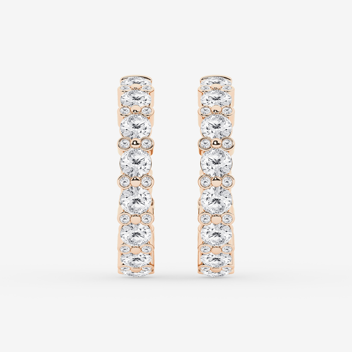 4 1/3 ctw Round Lab Grown Diamond Bezel Hoop Earrings