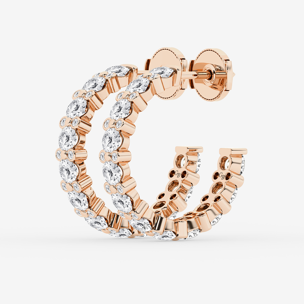 Additional Image 1 for  4 1/3 ctw Round Lab Grown Diamond Bezel Hoop Earrings
