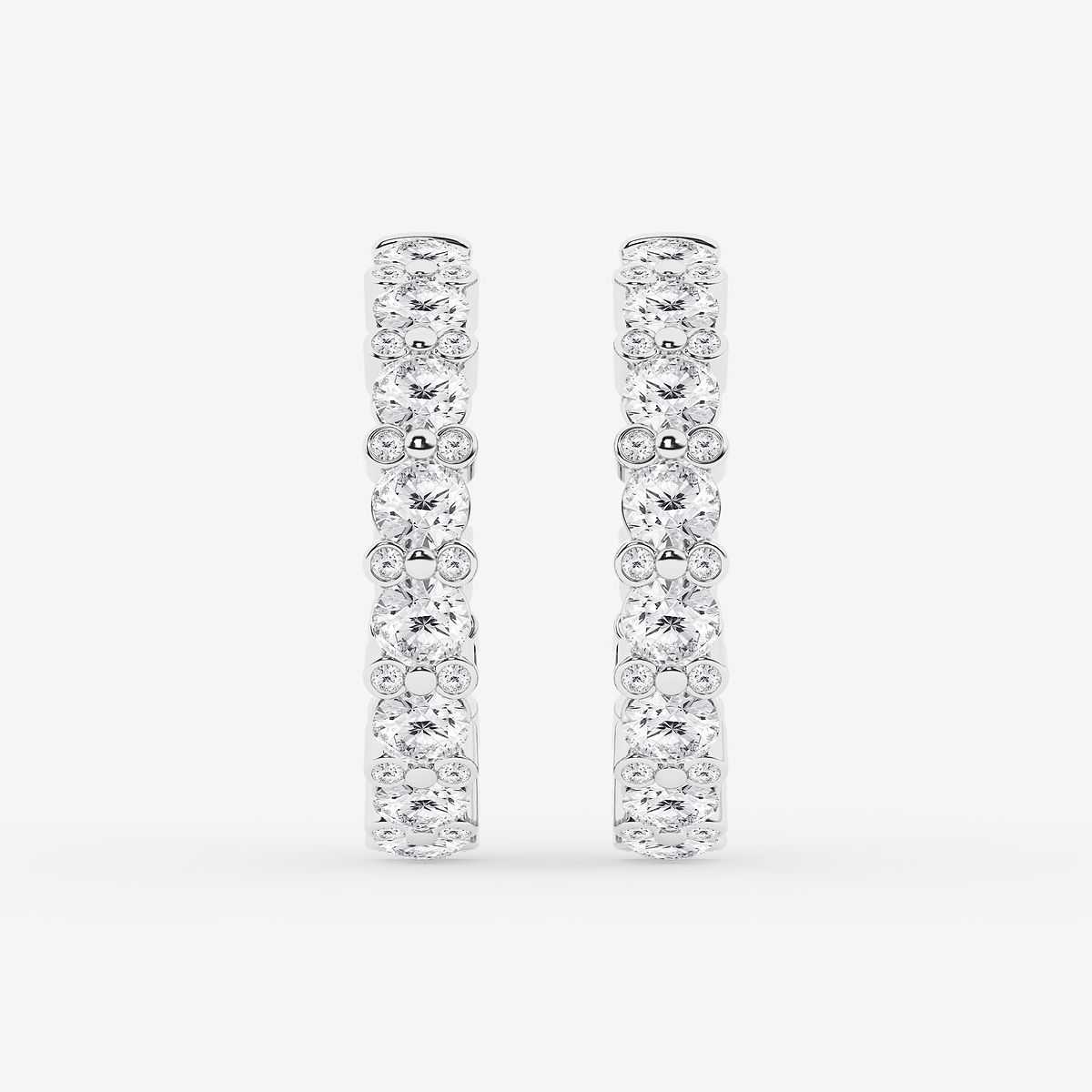 4 1/3 ctw Round Lab Grown Diamond Bezel Hoop Earrings