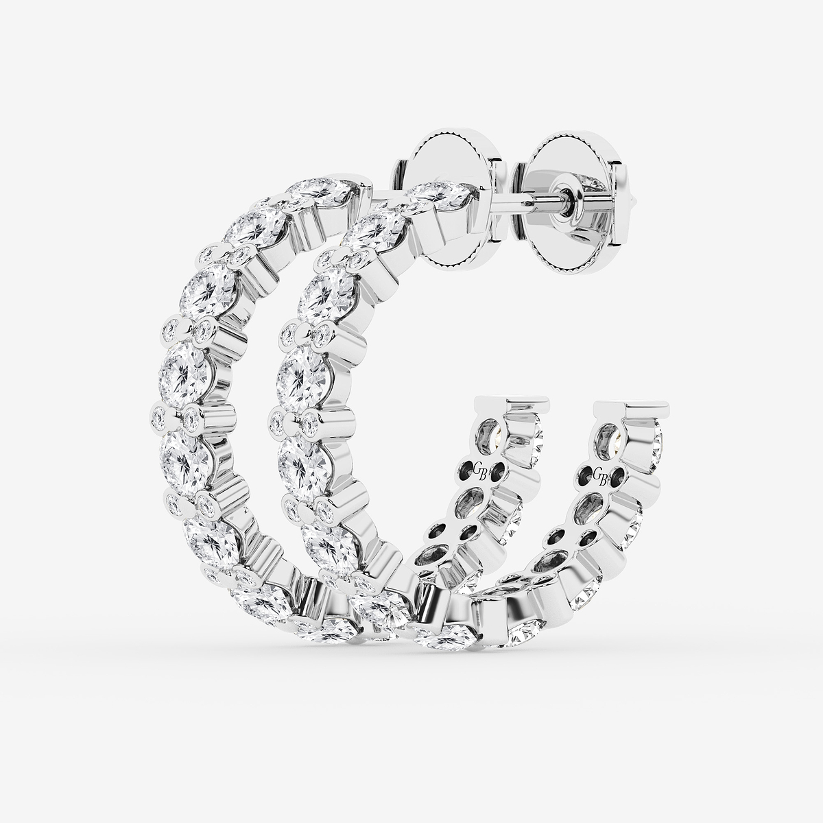 Additional Image 1 for  4 1/3 ctw Round Lab Grown Diamond Bezel Hoop Earrings